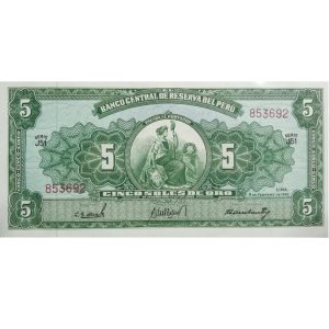 CINCO SOLES DE ORO - LIBERTAD SENTADA 1962 (UNC)