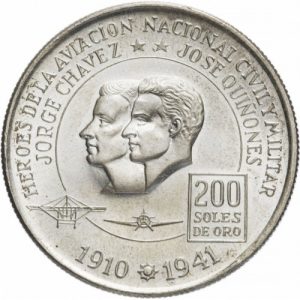 DOSCIENTOS SOLES DE ORO - HÉROES DE LA AVIACIÓN CIVIL Y MILITAR JORGE CHÁVEZ Y JOSÉ QUIÑONES GONZALES (UNC)