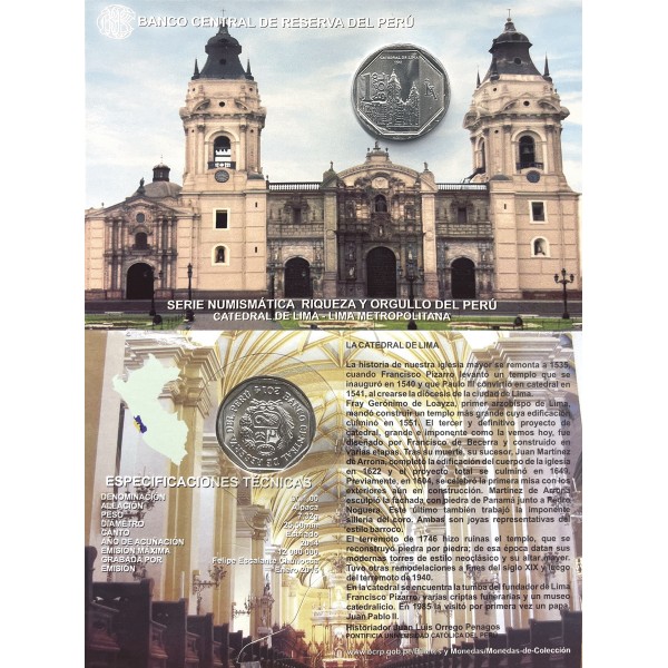 UN NUEVO SOL - CATEDRAL DE LIMA - BLISTER (UNC)