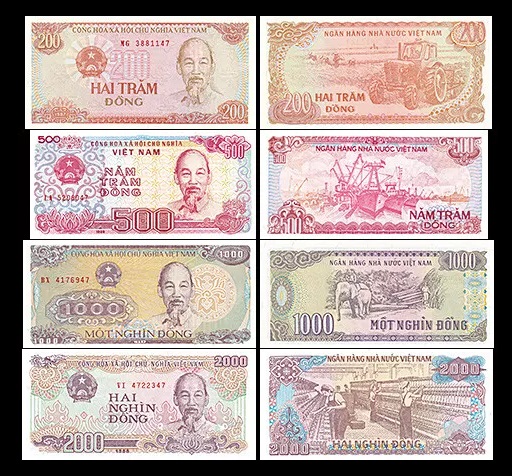 VIETNAM- SET DE 4 BILLETES 200, 500, 1000 Y 2000 DONG (UNC)
