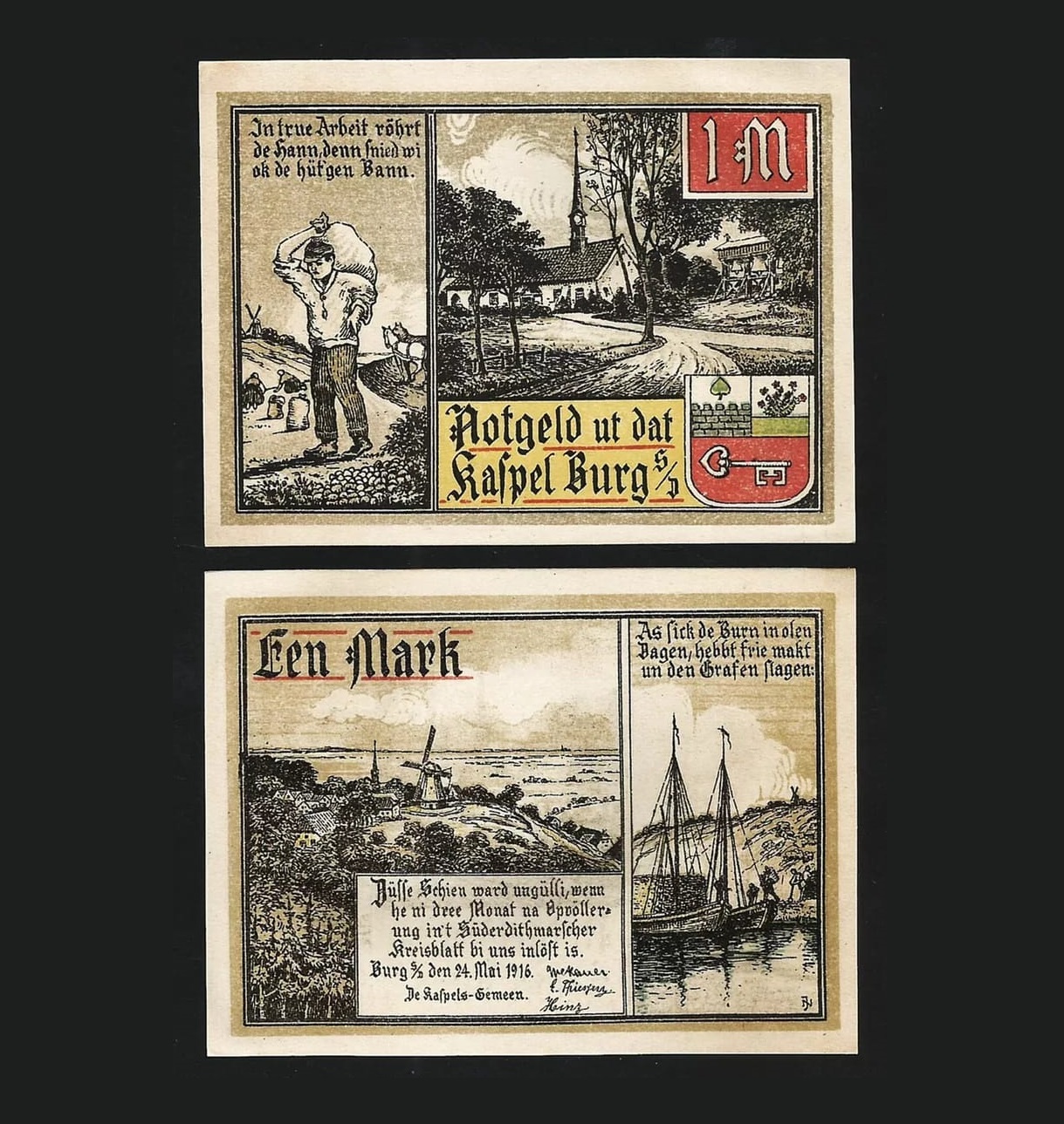 ALEMANIA - BURG IN DITHMARSCHEN 1 MARK 1916 (UNC)