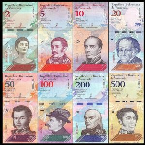 VENEZUELA- SET DE 08 BILLETES 2, 5, 10, 20, 50, 100, 200 Y 500 BOLÍVARES 2018-2021 (UNC)
