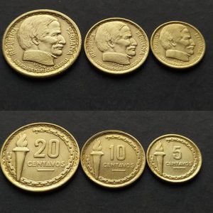 SERIE NUMISMÁTICA RAMÓN CASTILLA 5, 10, 20 CENTAVOS 1954 (UNC)