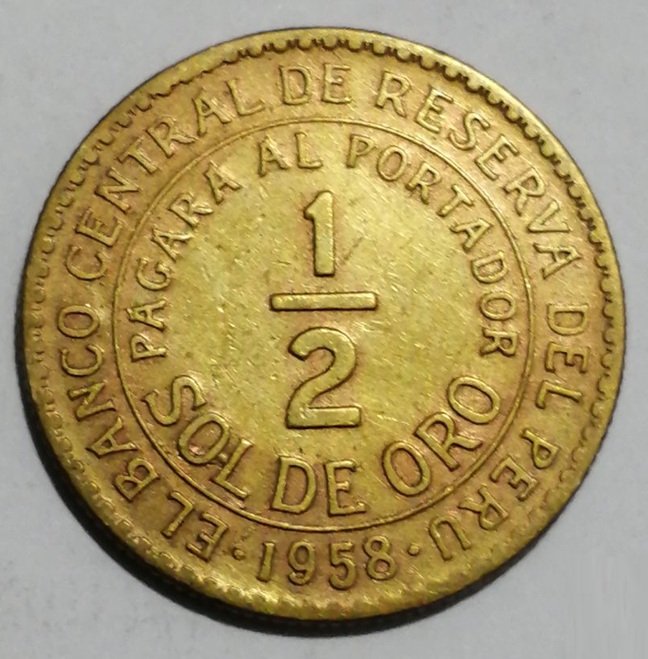 1/2 SOL DE ORO PAGARA AL PORTADOR 1935 - 1965