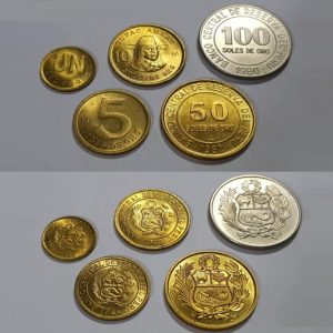 SERIE NUMISMÁTICA 100, 50, 10, 5 y 1 SOLES DE ORO 1980-1982 (XF/AU)