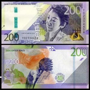 BANKNOTE PERU 200 SOLES DOSCIENTOS SOLES TILSA TUCHIYA / GALLITO DE LAS ROCAS 2024 UNC